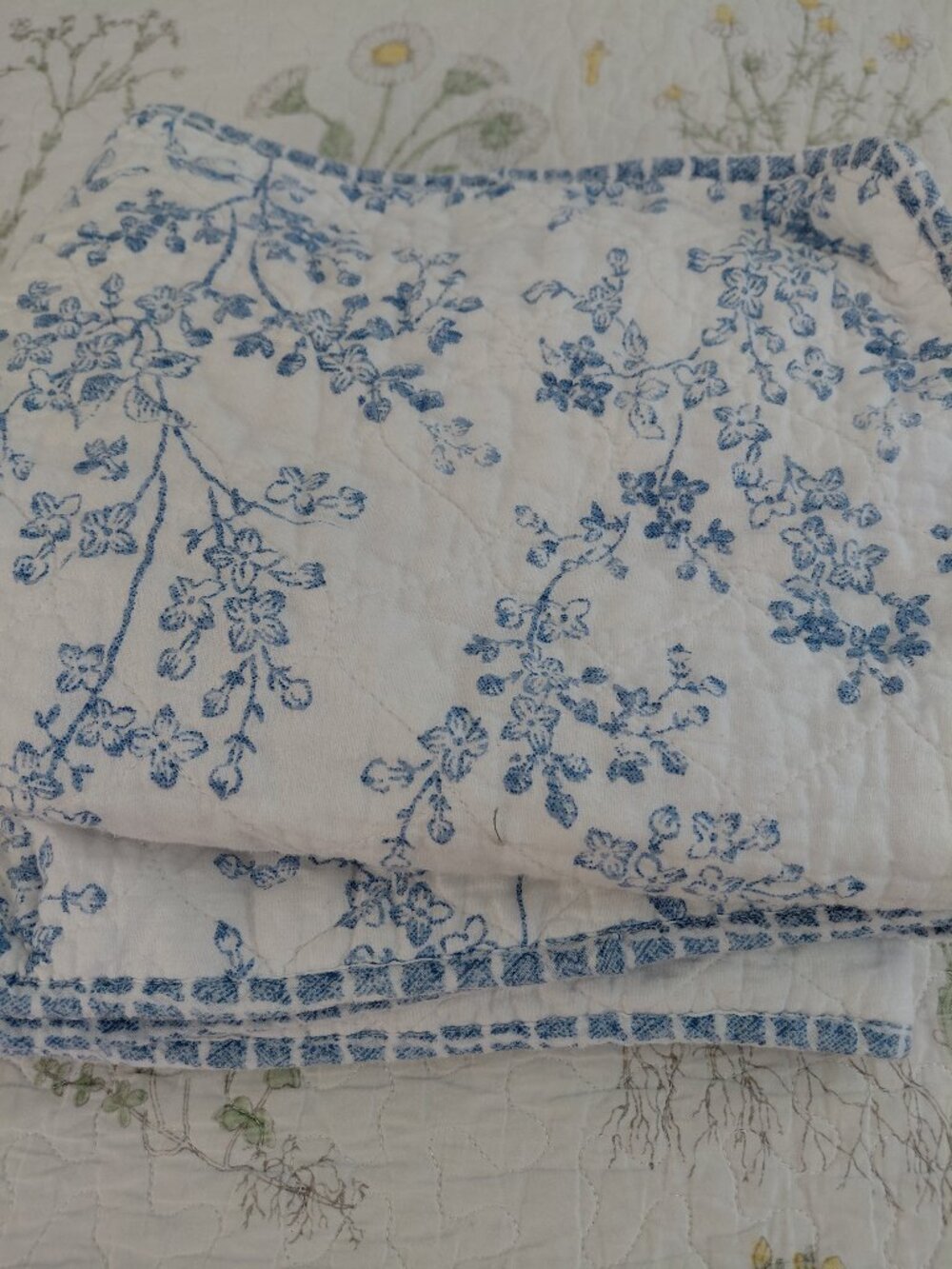 Laura Ashley Blue Floral Pillowcases (2) Cotton Cottagecore